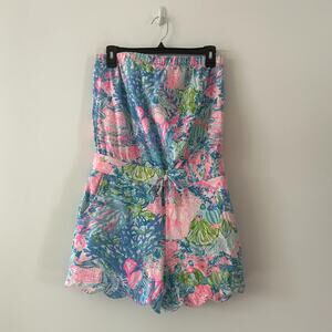 Lilly Pulitzer Jace Tropical Punch Strapless Stretch Terry Short Romper